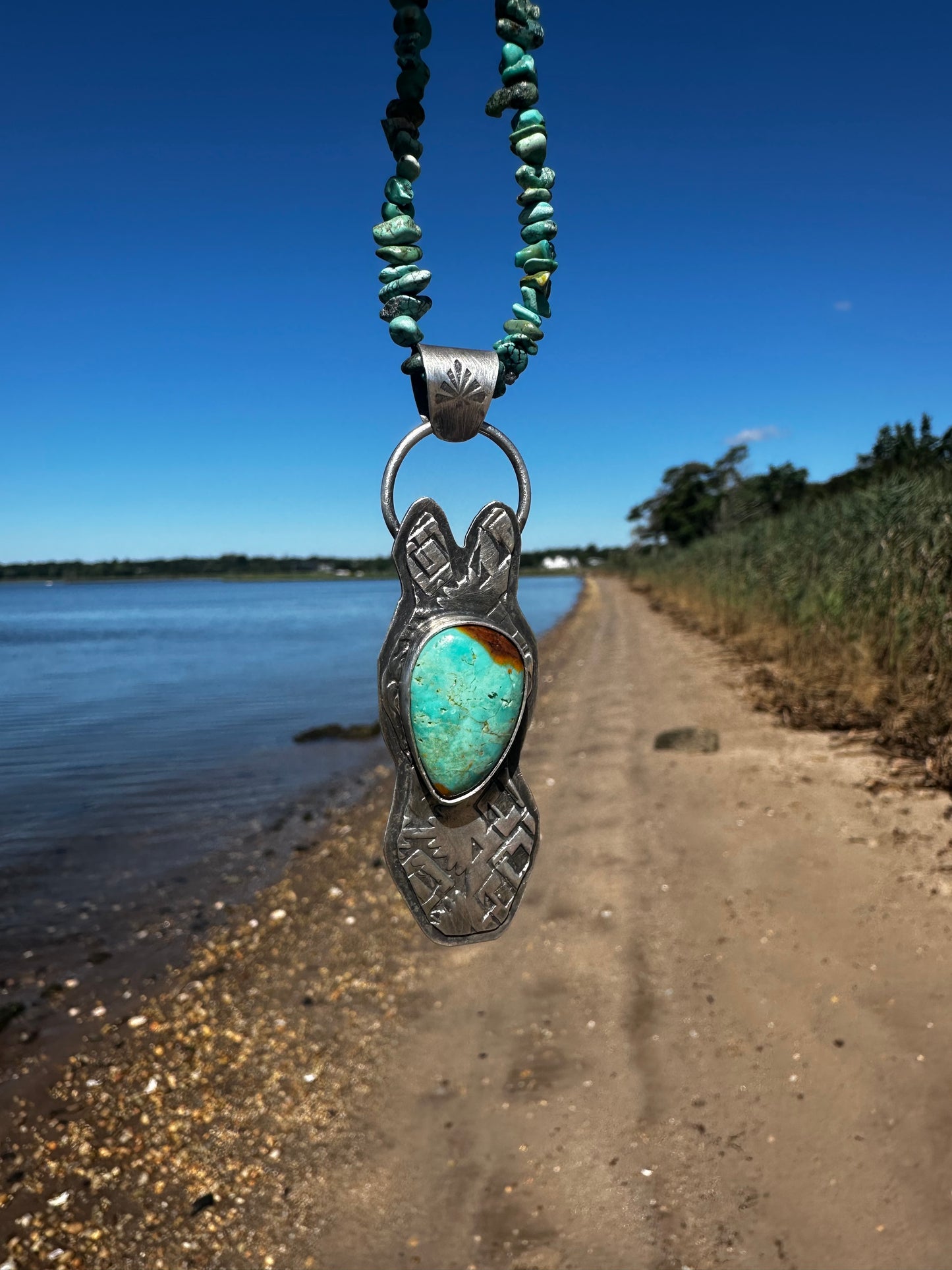 Santa Fe Horse Pendant with campitos beaded necklace