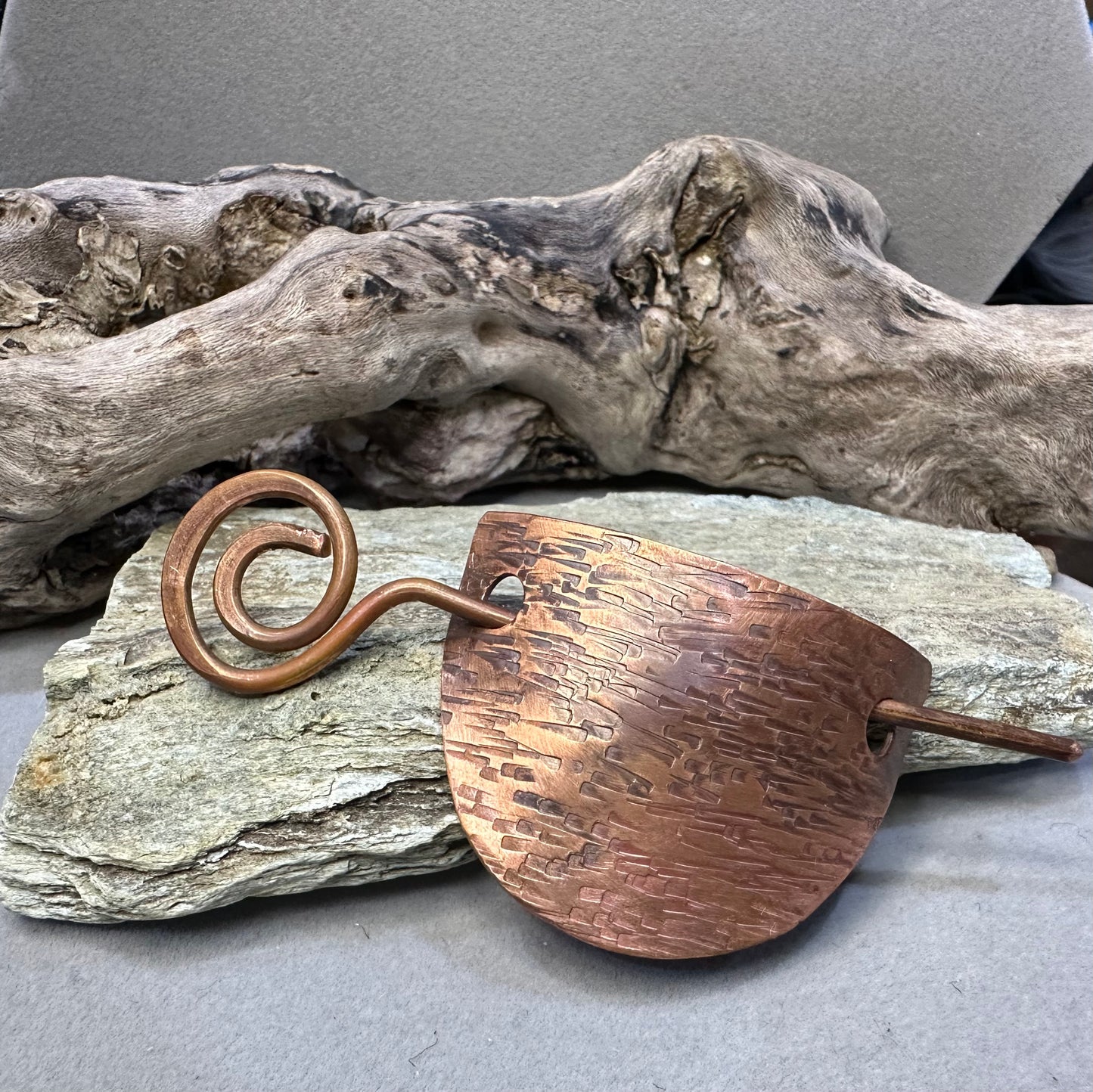 Hammered texture Copper Hair slide