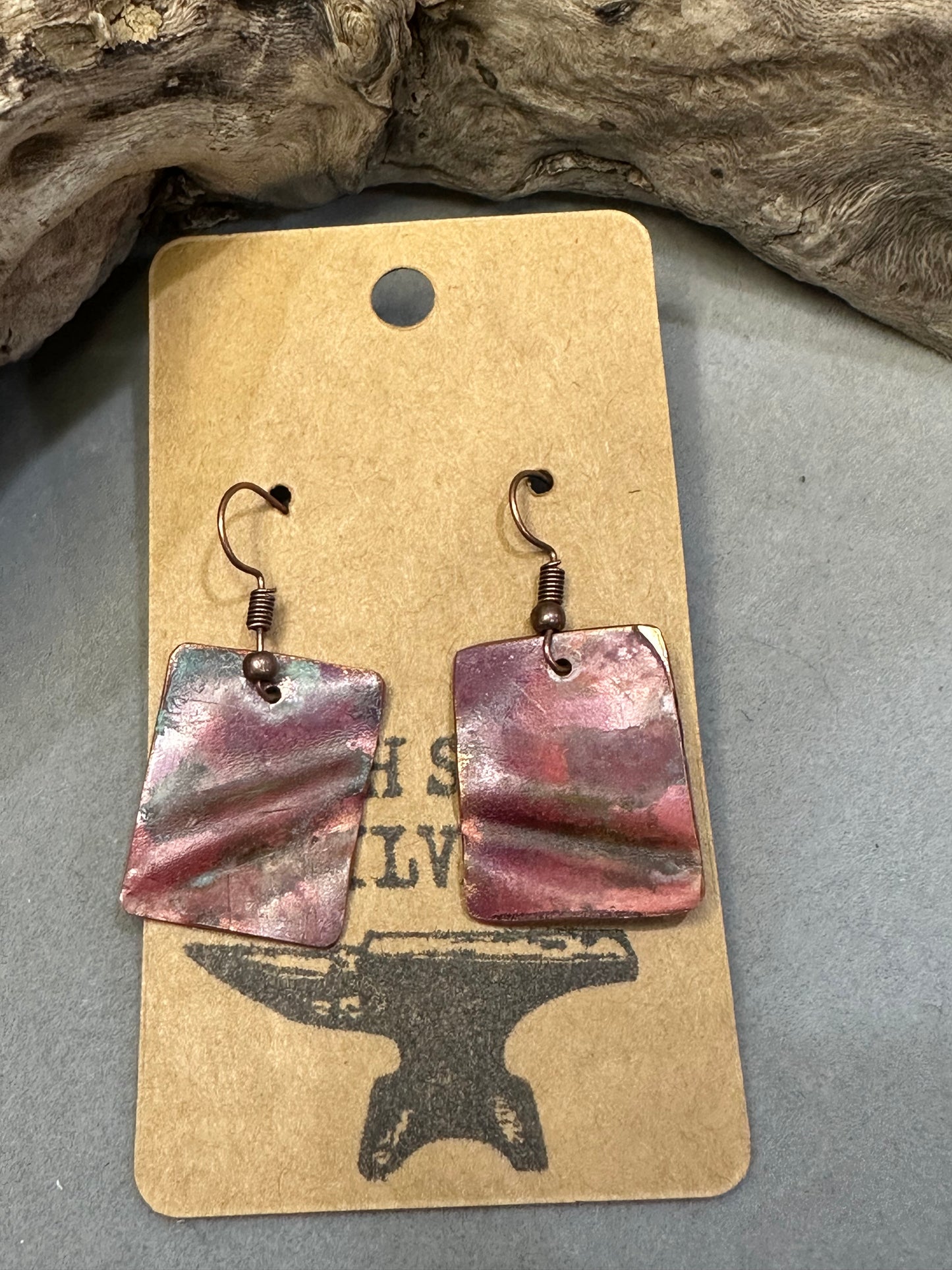Copper Fire Torched and Fold Formed Earrings