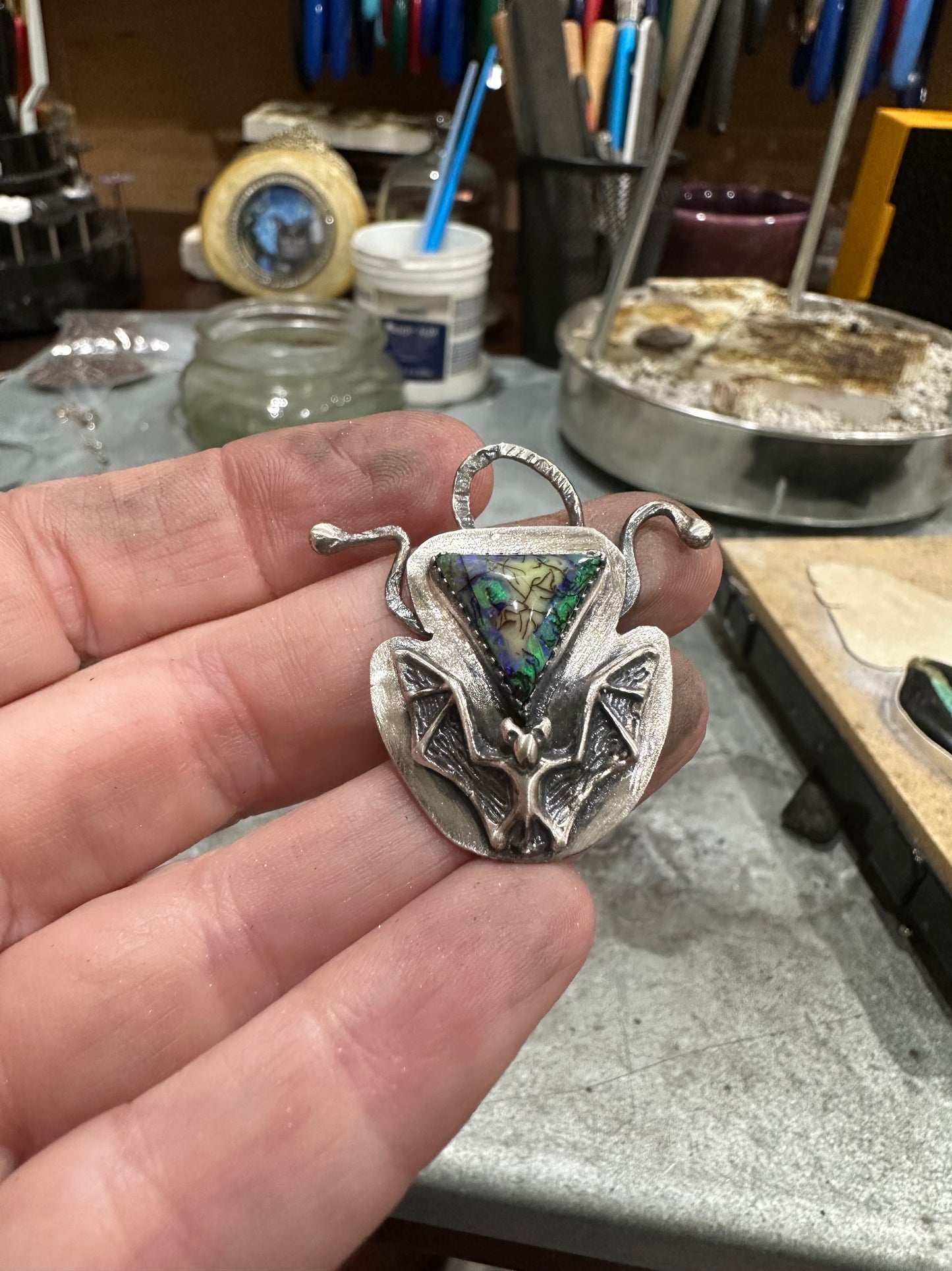Spooky Sterling Opal Pendant