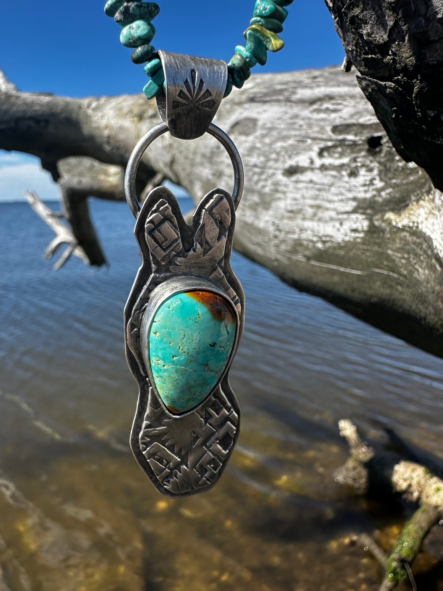 Santa Fe Horse Pendant with campitos beaded necklace