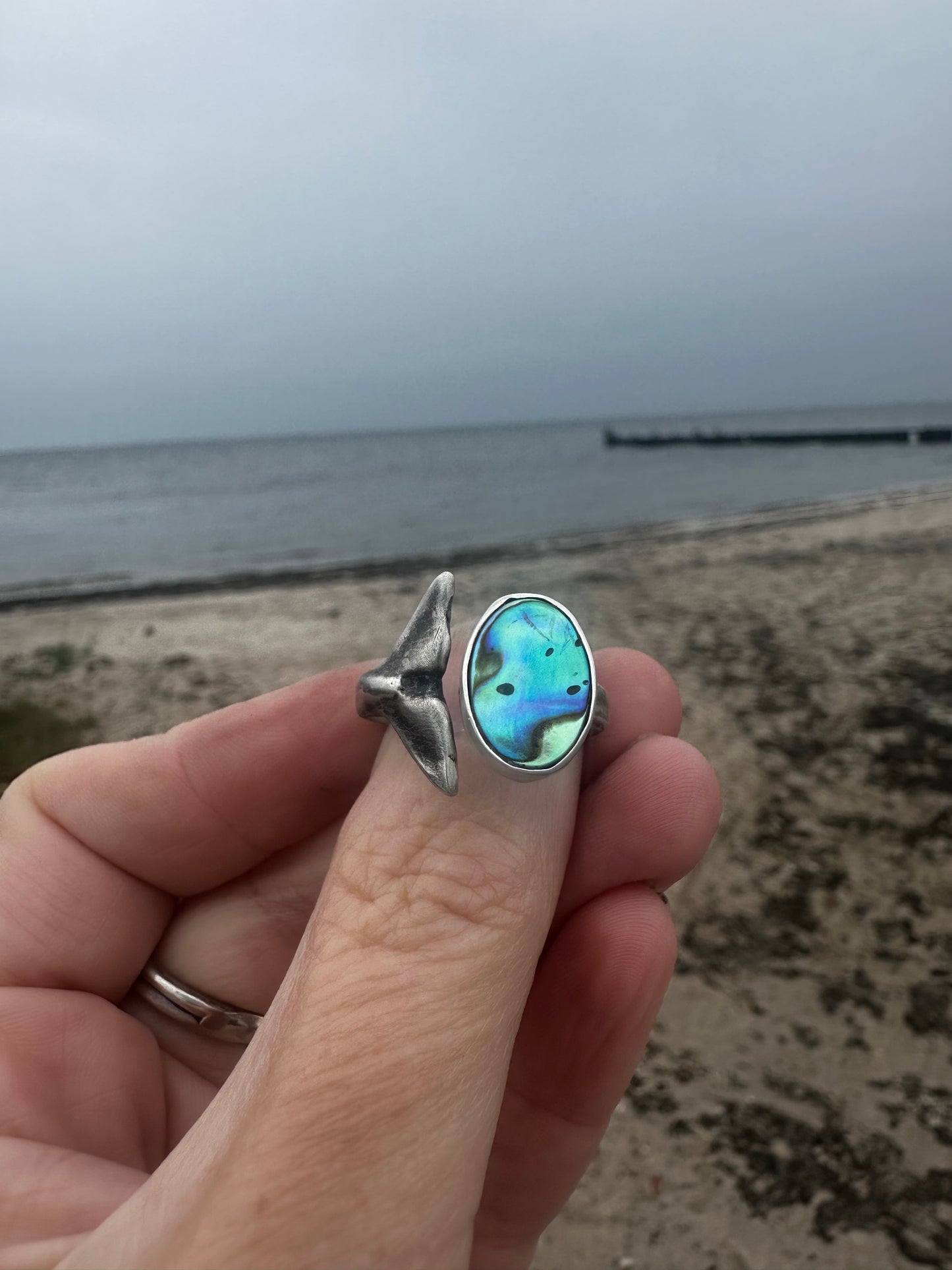 Mermaid tail abalone ring