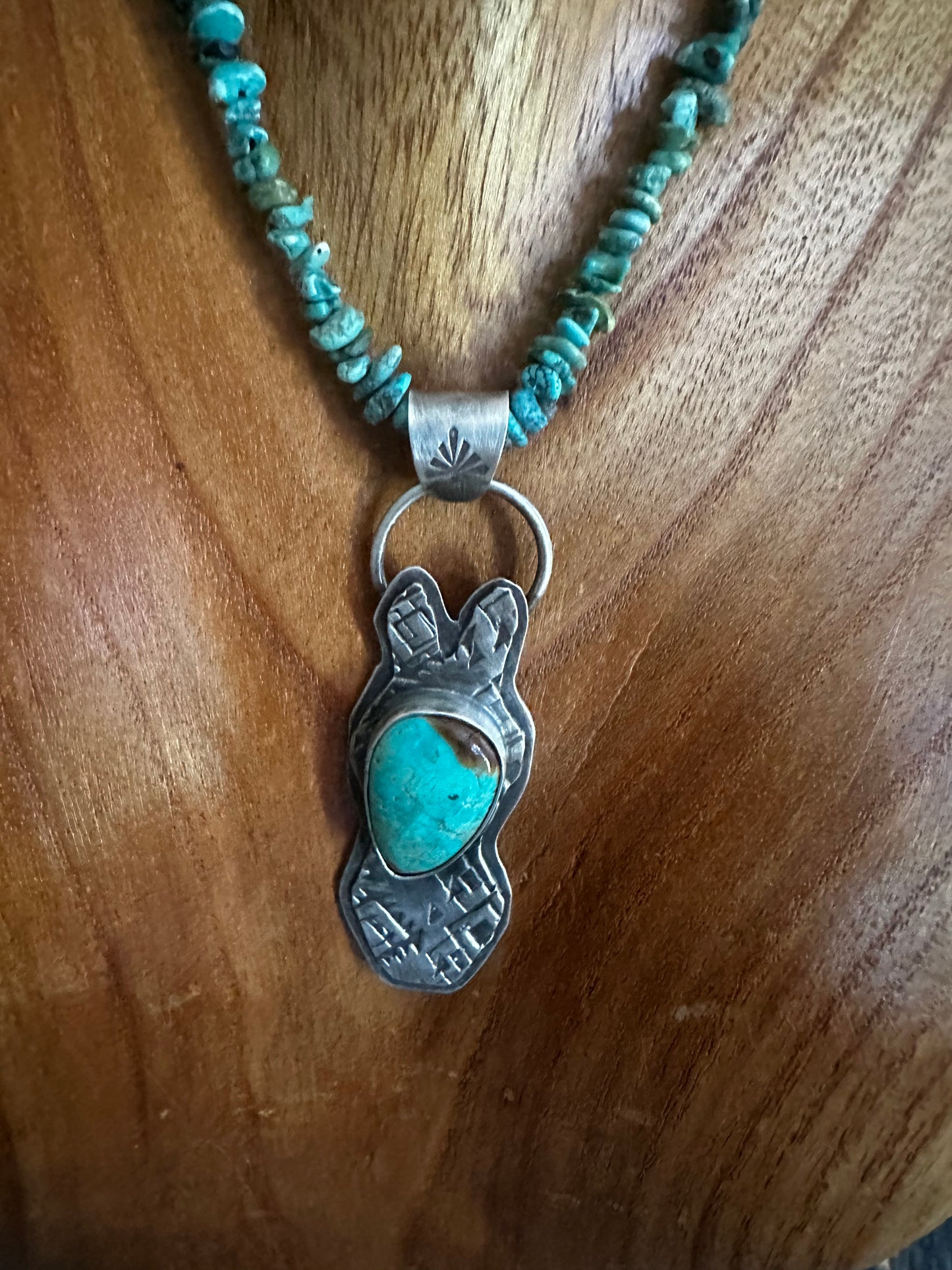 Santa Fe Horse Pendant with campitos beaded necklace