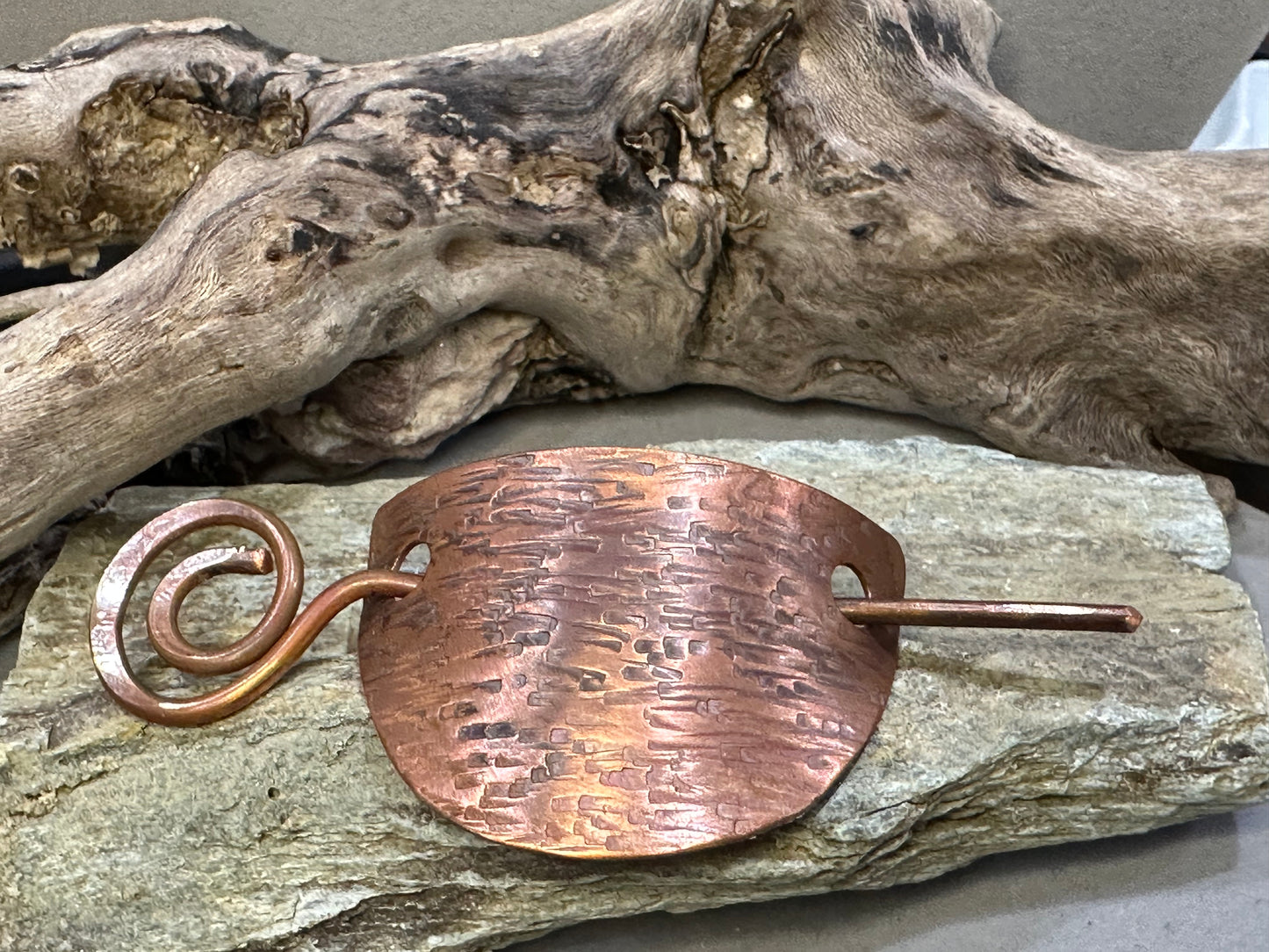 Hammered texture Copper Hair slide