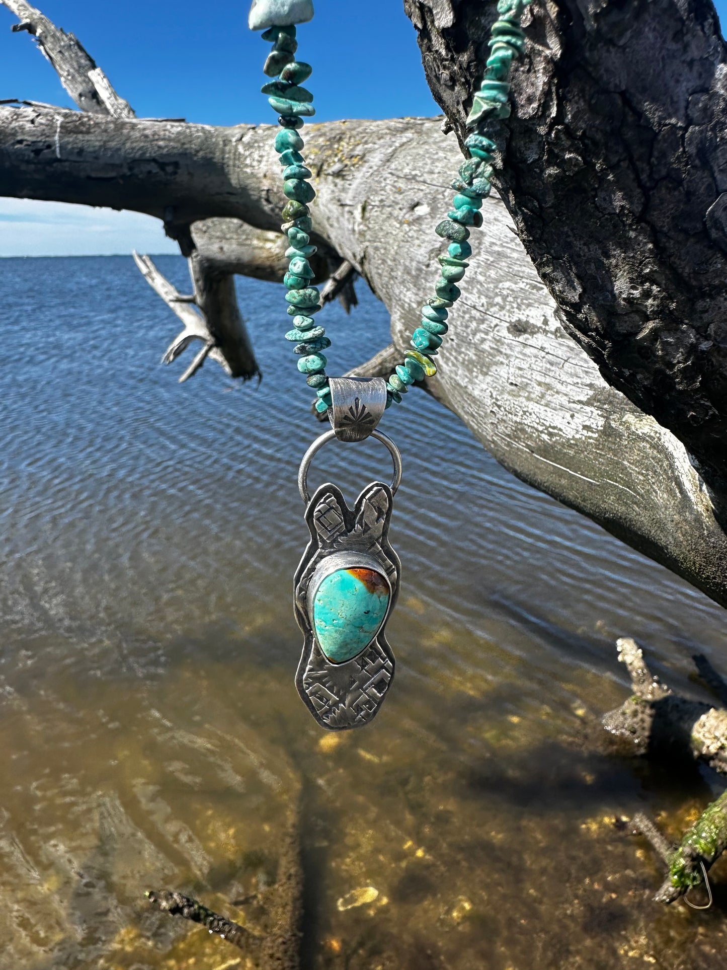 Santa Fe Horse Pendant with campitos beaded necklace
