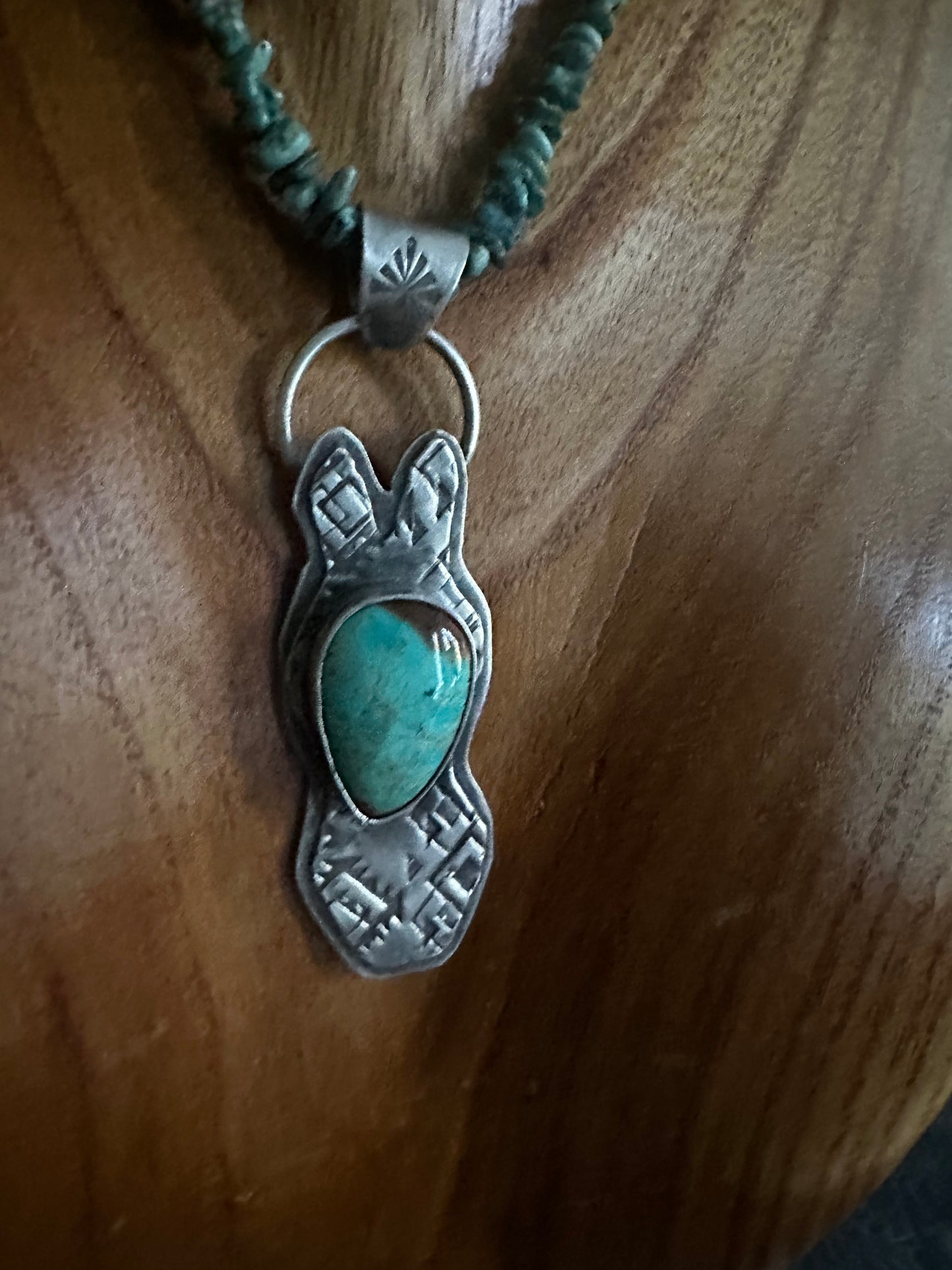 Santa Fe Horse Pendant with campitos beaded necklace