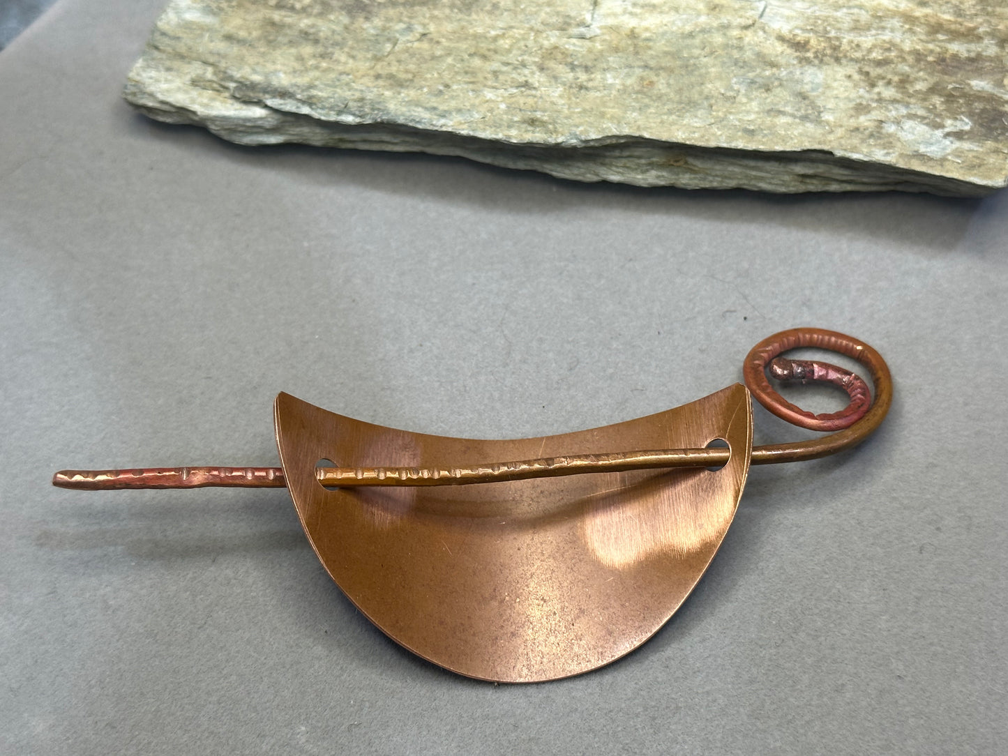 Hammered texture Copper Hair slide