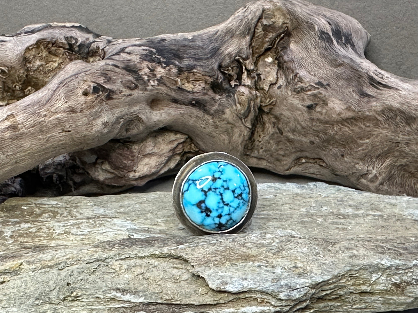 Kingman Black Web Turquoise Ring