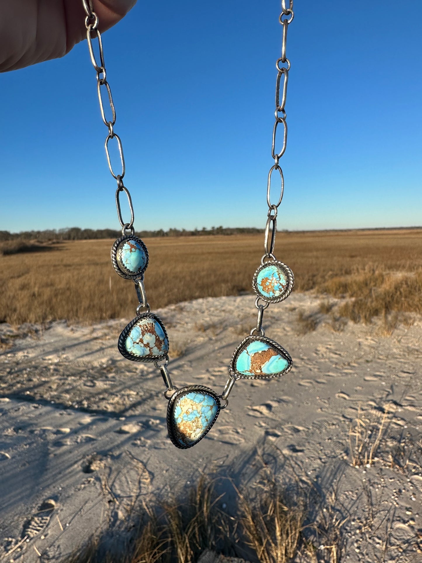5 cab Golden Hills Turquoise Necklace