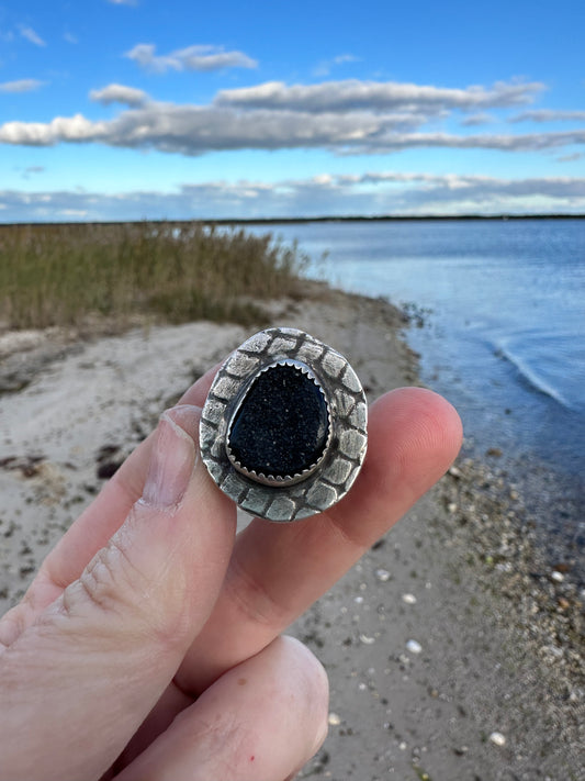 Black Druzy Statement Ring