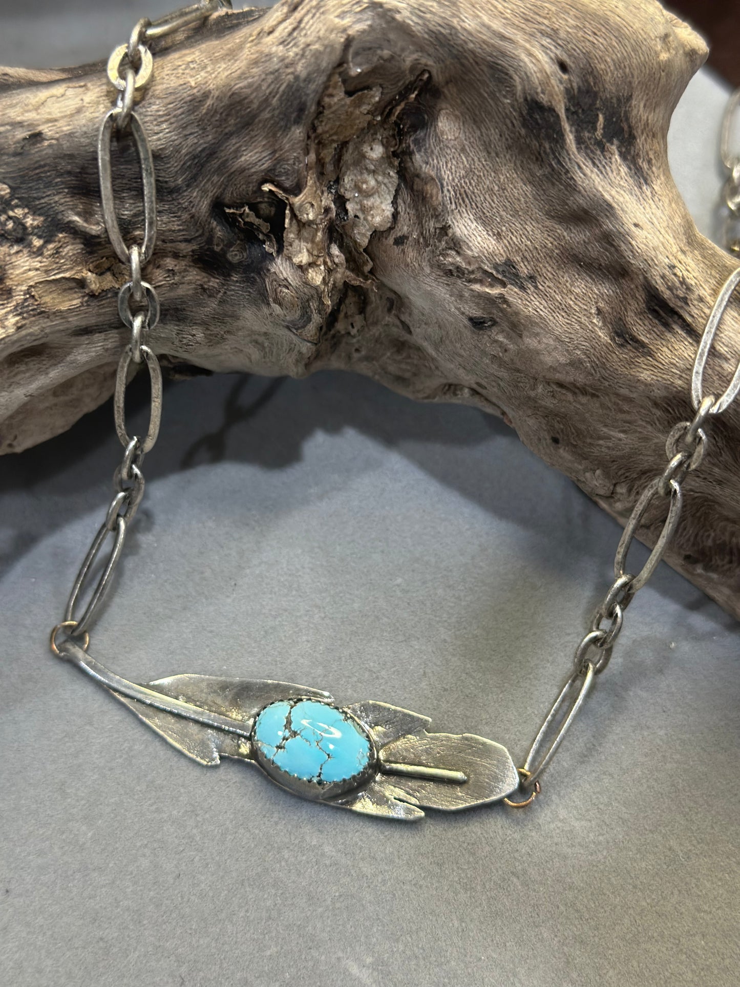 Feather and Turquoise Pendant