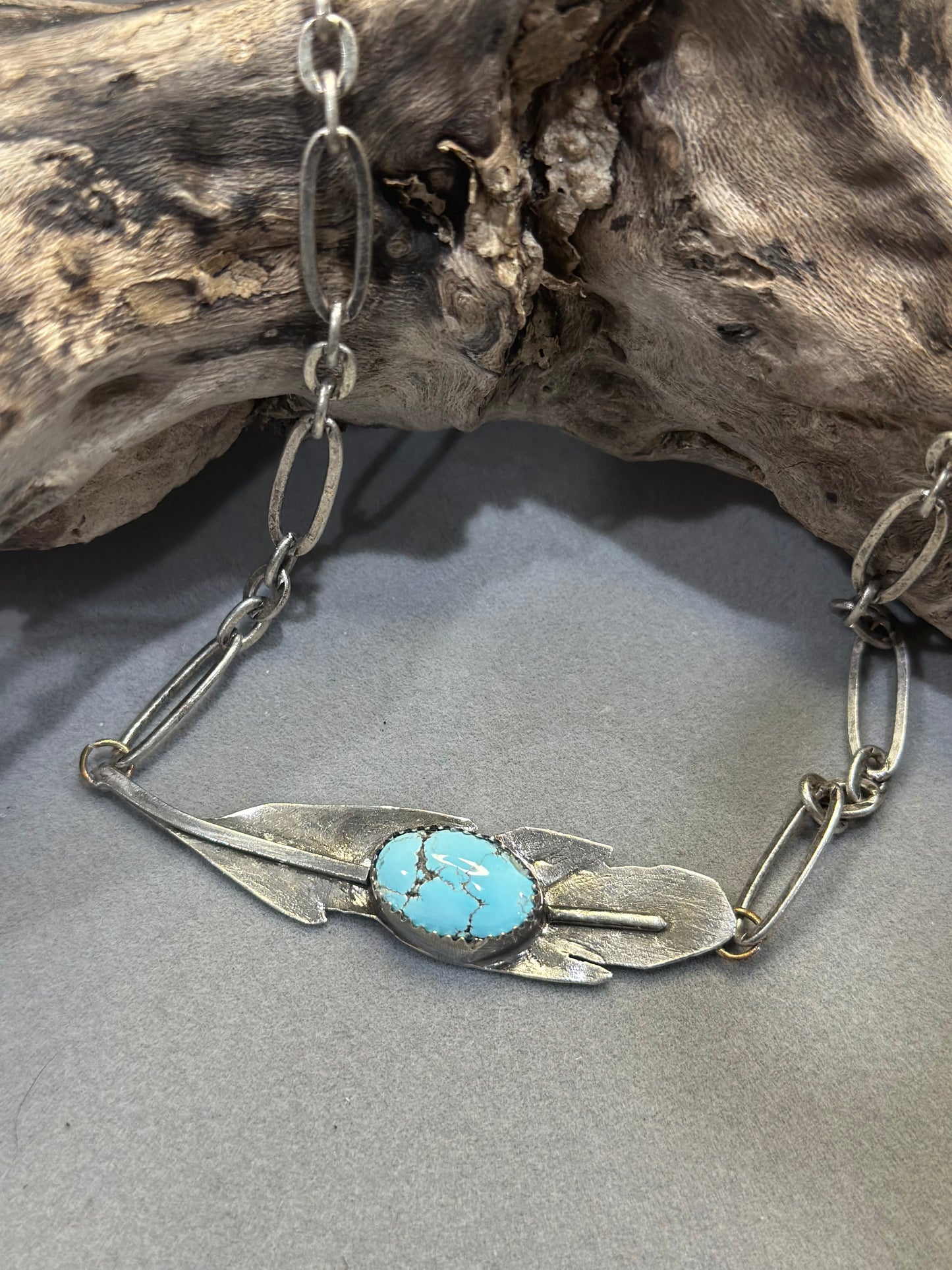 Feather and Turquoise Pendant