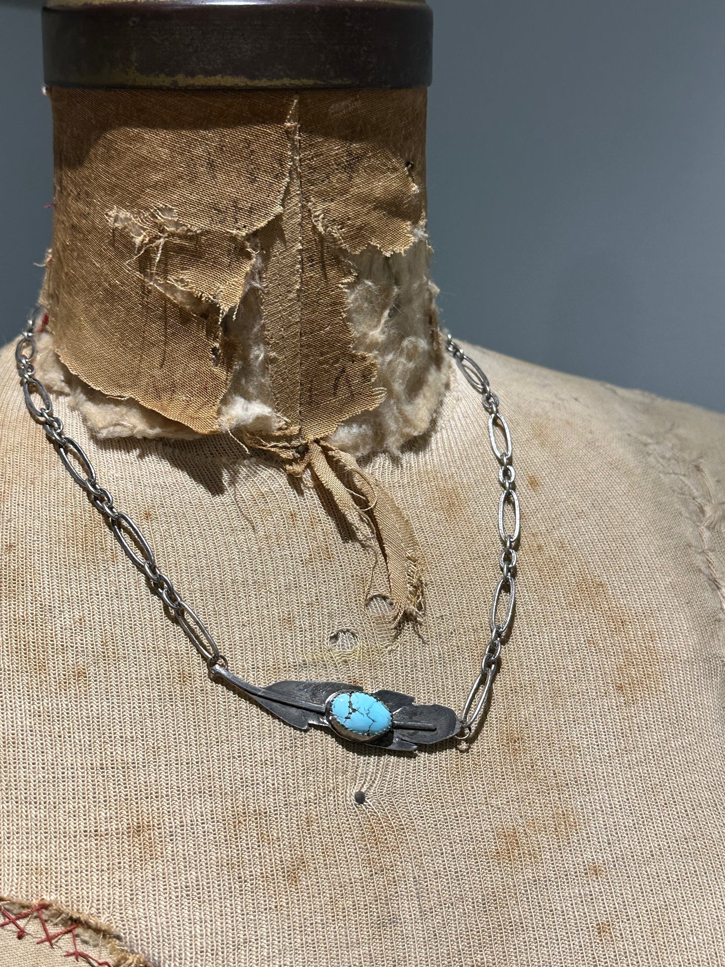 Feather and Turquoise Pendant