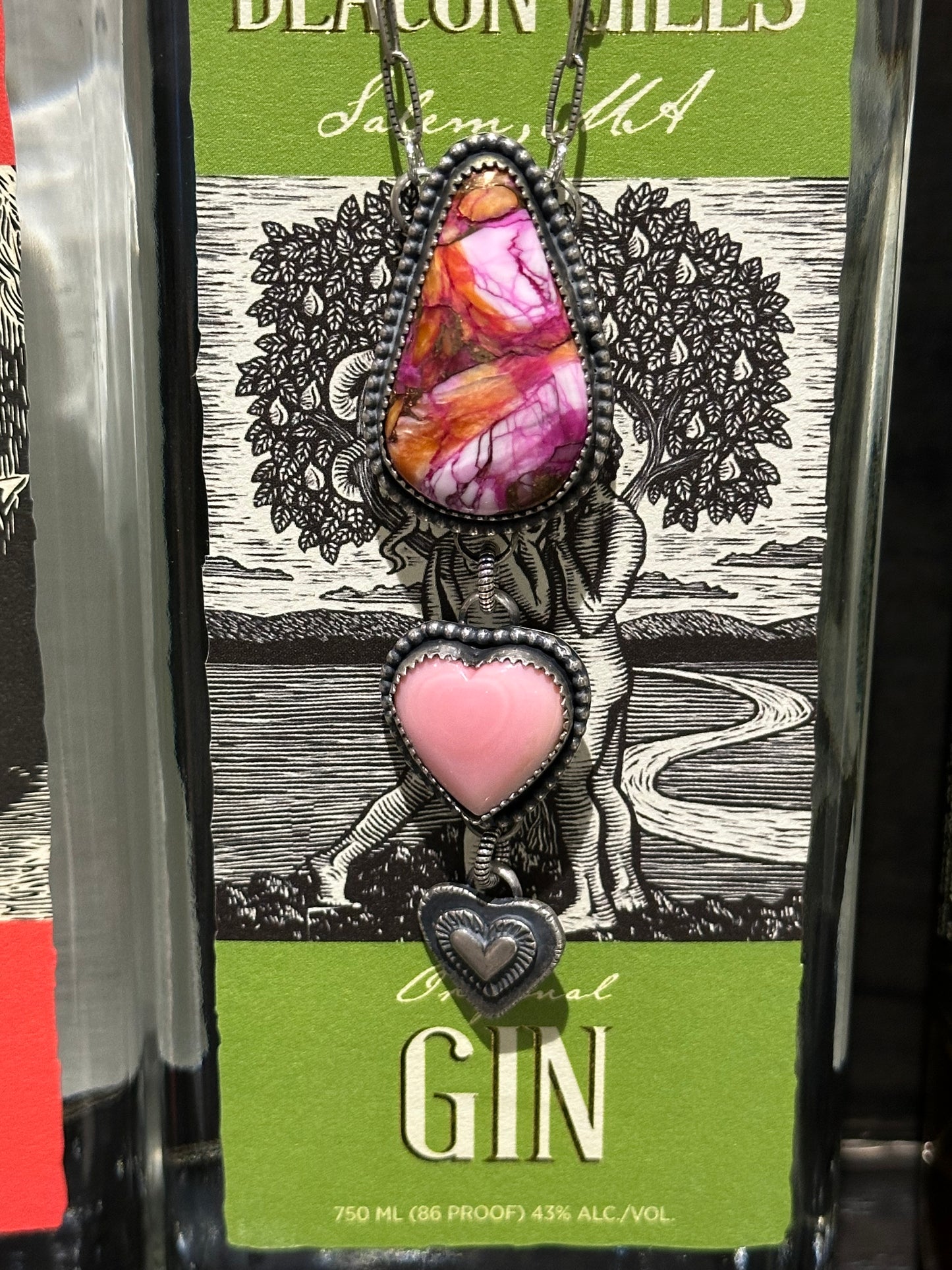Pink spiny oyster and heart conch Necklace