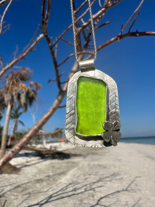 Good Luck and Sunshine Beach Glass Pendant