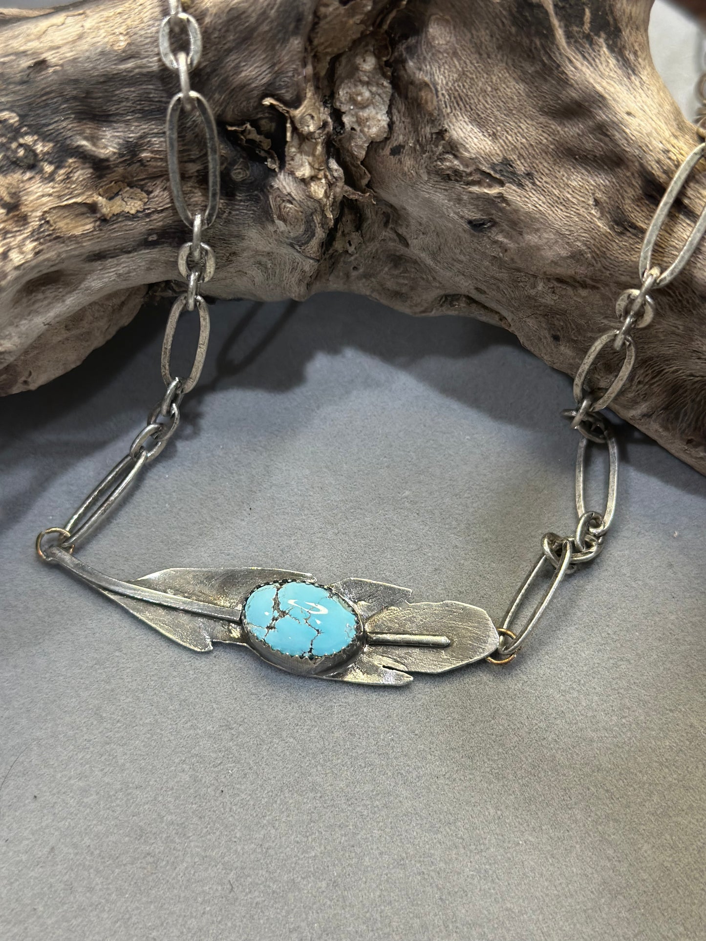 Feather and Turquoise Pendant
