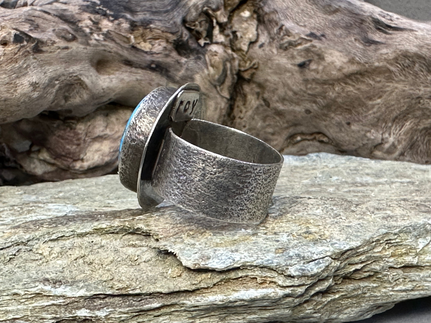 Kingman Black Web Turquoise Ring