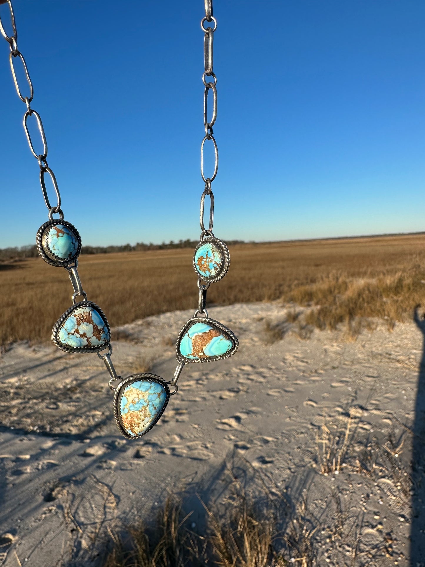 5 cab Golden Hills Turquoise Necklace