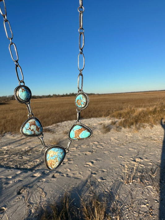 5 cab Golden Hills Turquoise Necklace
